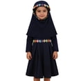thumbnail image 3 of SONGGE Toddler Girls Long Sleeve Abaya Dress And Scarf Outfit Sets For Baby Kids Cartoon Comfort Clothing Sets, 3 of 8