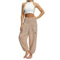 thumbnail image 2 of Akiihool Womens Pants Trendy Womens Capri Yoga Pants Loose Comfy Workout Capris Joggers Pants with Pockets (Brown,L), 2 of 5