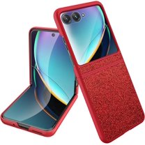 Compatible Motorola Razr Plus Case 2023 with Screen Protector,Motorola Razr 2023 Case,Luxury Glitter Protective Phone Case for Motorola Razr 40 Ultra Case 5G New Moto Razr Plus 2023 Case Red