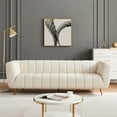 thumbnail image 2 of Clodette Mid Century Modern Living Room Genuine Leather Cream Sofa, 2 of 5