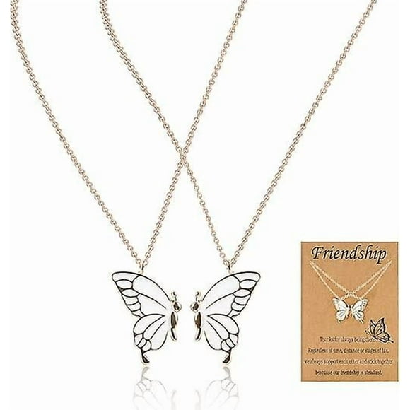 Friendship Necklace,Best Friend Necklaces for 2 Girls Butterfly Matching Pendant Dainty BFF Friendship Butterfly Necklace for Girl Women Friends