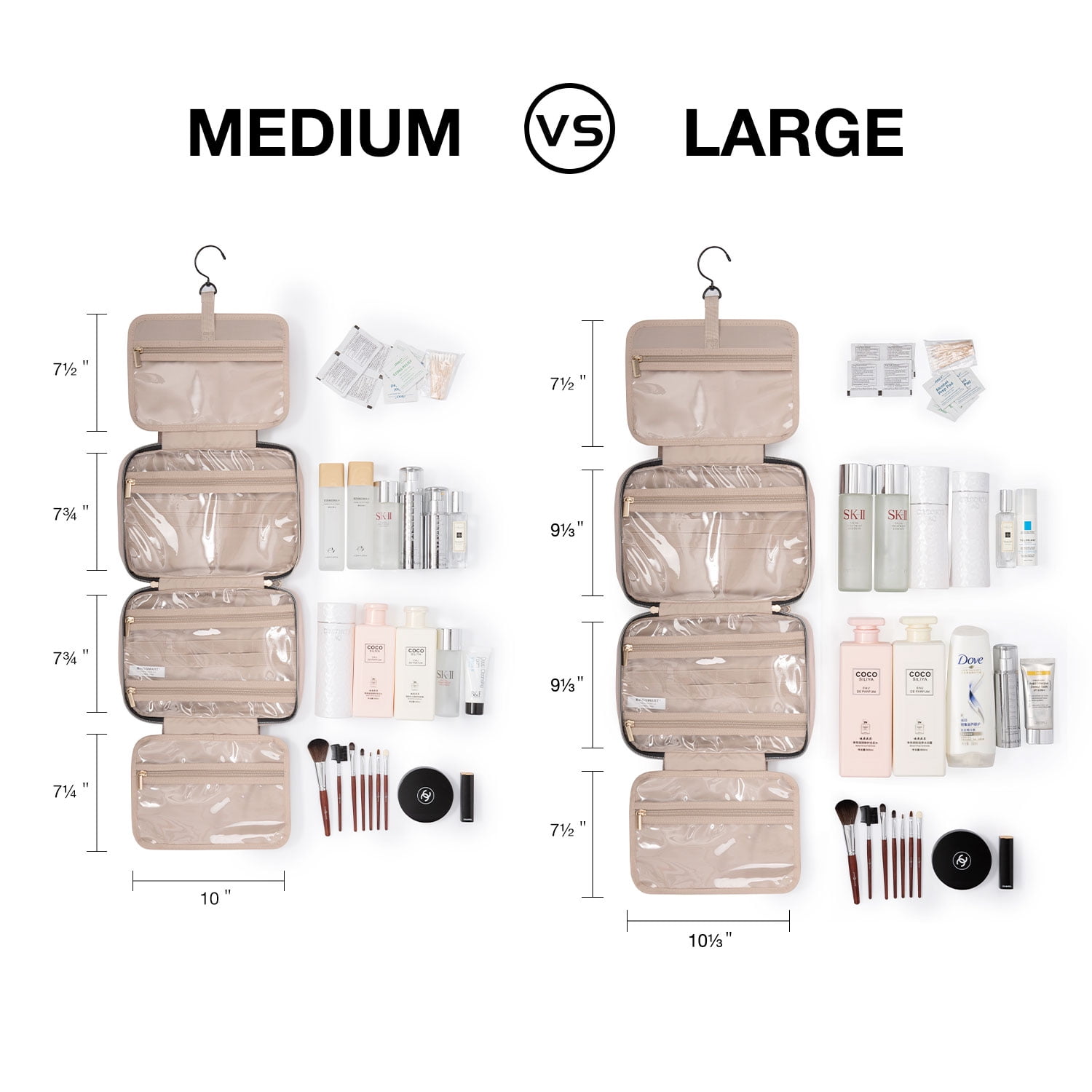 BAGSMART Large Size Travel Toiletry Bag with Hanging Hook, Water-resistant Makeup Cosmetic Bag Organizer for Toiletries Accessories, Travel Essentials, Pink