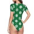 thumbnail image 4 of Gaeub Snowflake Women'S Short Sleeve One Piece Swimsuit Sexy High-Waisted Bodysuit For Swimming, Beach, Sports - Medium, 4 of 9