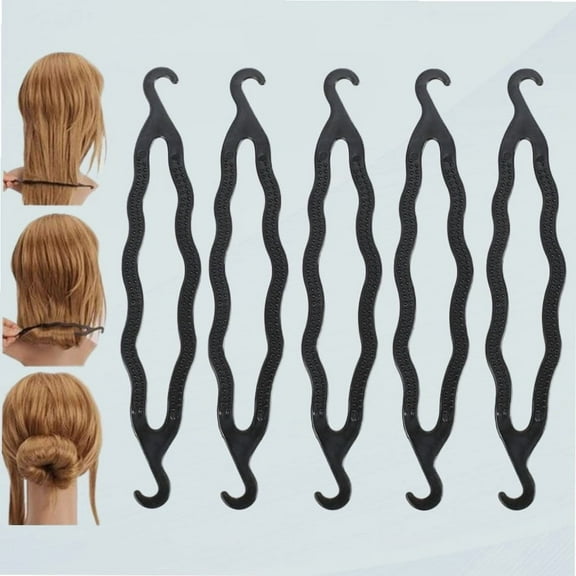 6Pcs Black Plastic Bun Maker Curler Donut Bun Shaper Hair Holder Clip Magic Bun Roll Tool Braiding Twist Hair Hairdressing Styling Hair Accessories For Women Girls