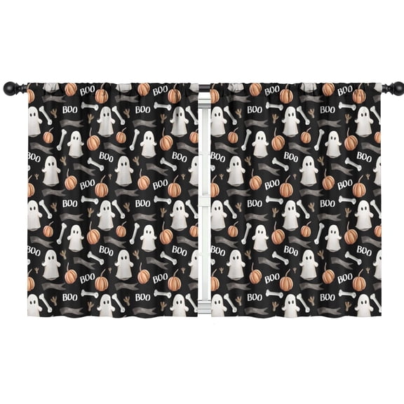 Blackout Kids Curtains,Halloween Ghost Pumpkin Pattern Childrens Insulated Curtains Set Of 2,Bedroom Essentials,Toddler Room Decor 42"x54"