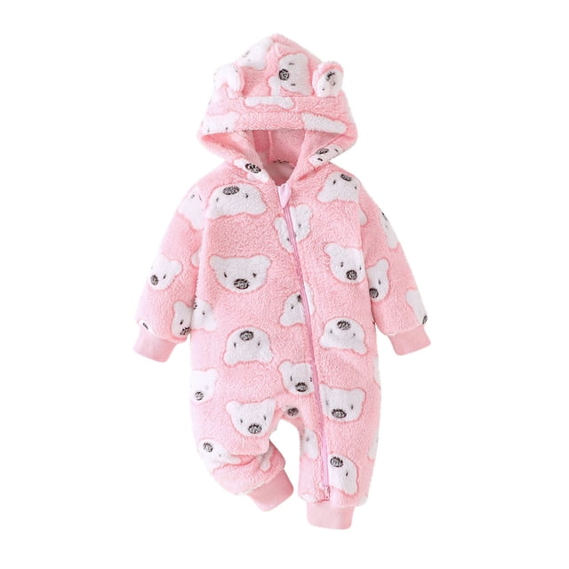 WRKEKC Infant Color-Block Fleece Romper Hooded Zipper Front Ribbed Thickened Warm Snug Comfortable Fitting Fall Winter Jumpsuit for Boys and Girls 0-18 Months