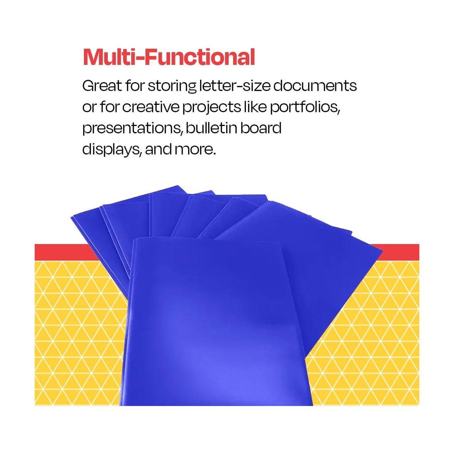 2-Pocket Poly Folders with Fasteners, Blue, Pack of 25