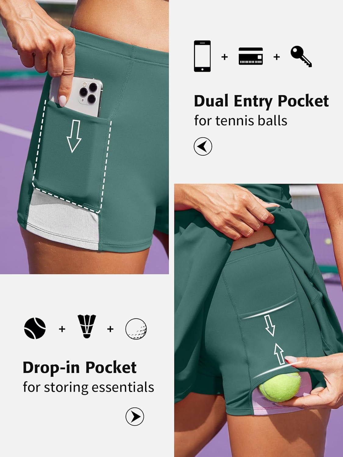 ALove Women Tennis Outfit Sports Dress Golf Exercise Dresses with Shorts and Pockets Polo Collar Zipper Athletic Dresses Tennis Dress