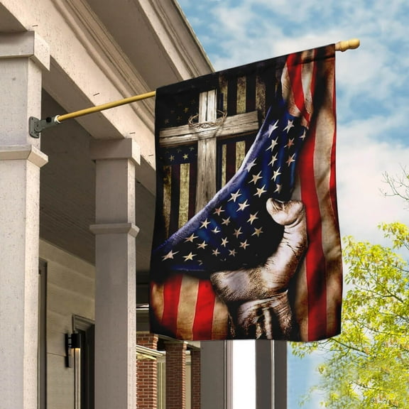Flagwix American Flag Christian Cross Flag MLH795F Decoration Polyester Double-sided Printed House Flag