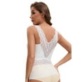 thumbnail image 2 of Unique Bargains Women's Lace Mesh V Back Wide Strap Fixed Cup Camisoles M White, 2 of 6