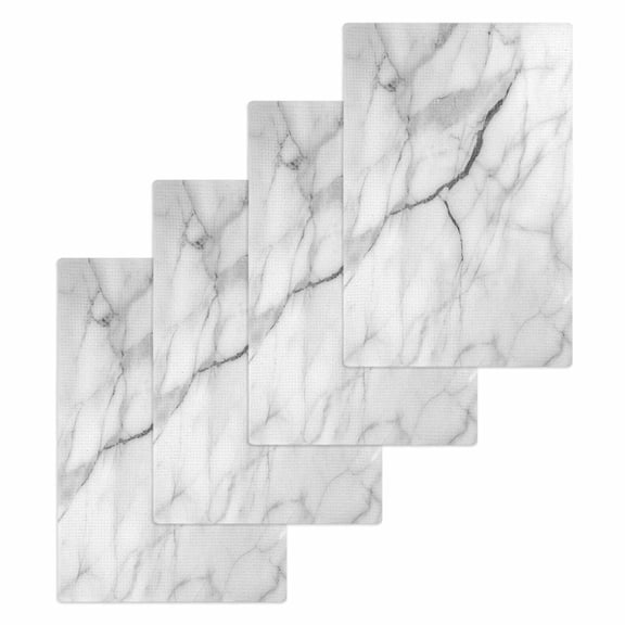 White Marble Hand Towels Set,Waffle Weave Kitchen Towels 4Pcs, Modern Geometric Abstract Minimalist Crack Microfiber Hair Face Bath Tea Towel Absorbent Quick Drying Cleaning Dish Cloths 15.7"x23.6"