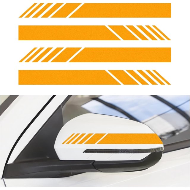 YISITIAN 4PCS Car Rear View Mirror Stickers, Waterproof Auto Side Rearview Mirrors Decal Stripes, Universal Anti-Collision Striped Automotive Warning Stripes for Most Vehicles (Yellow) CJ919-48970