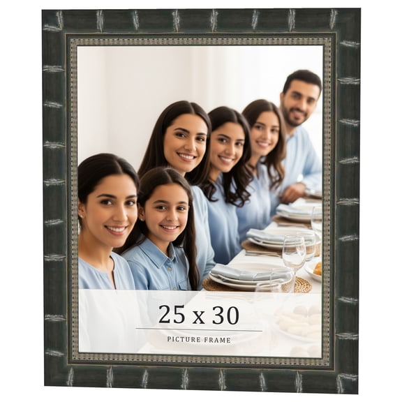 25x30 Frame Black Bamboo Solid Wood Picture Frame Width 1.5 Inches | Interior Frame Depth 0.5