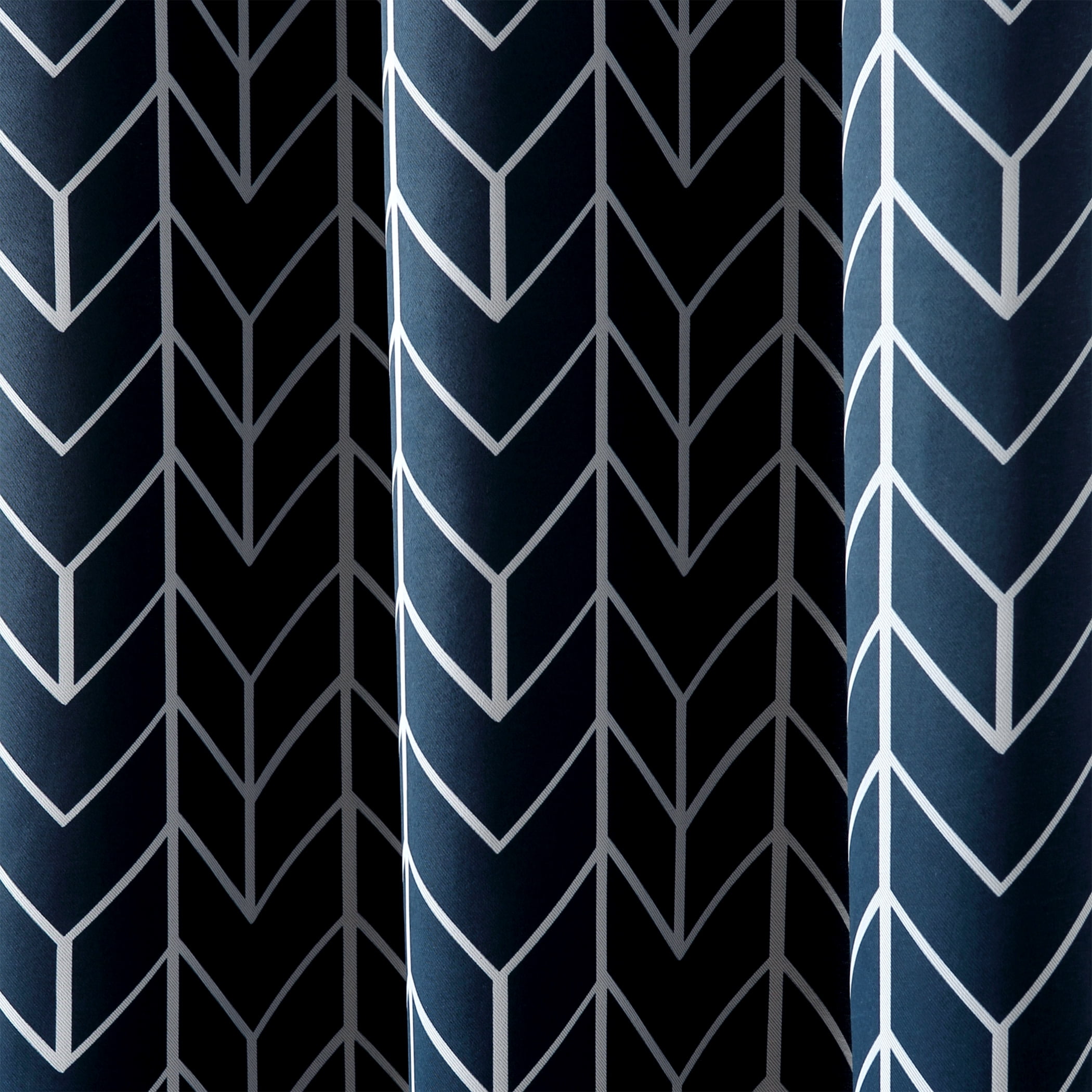 Sun Zero Kenwood Chevron Blackout Grommet Curtain Panel, 40"X95", Navy