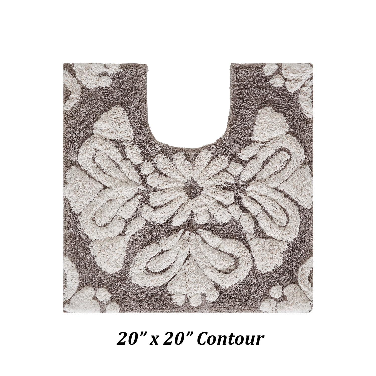 Better Trends U-Shape Toilet Rug 100% Cotton, Non-Slip Rug, Water Absorbent, Machine Washable, (20" x 20") Contour Bath Rug Beige - Madallion Collection