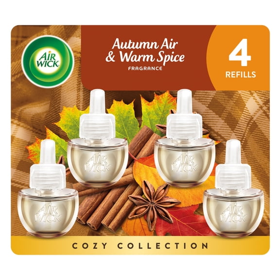 Air Wick Plug-In Scented Oil Air Freshener Warmer Refills, Autumn Air & Warm Spice, 4 Count