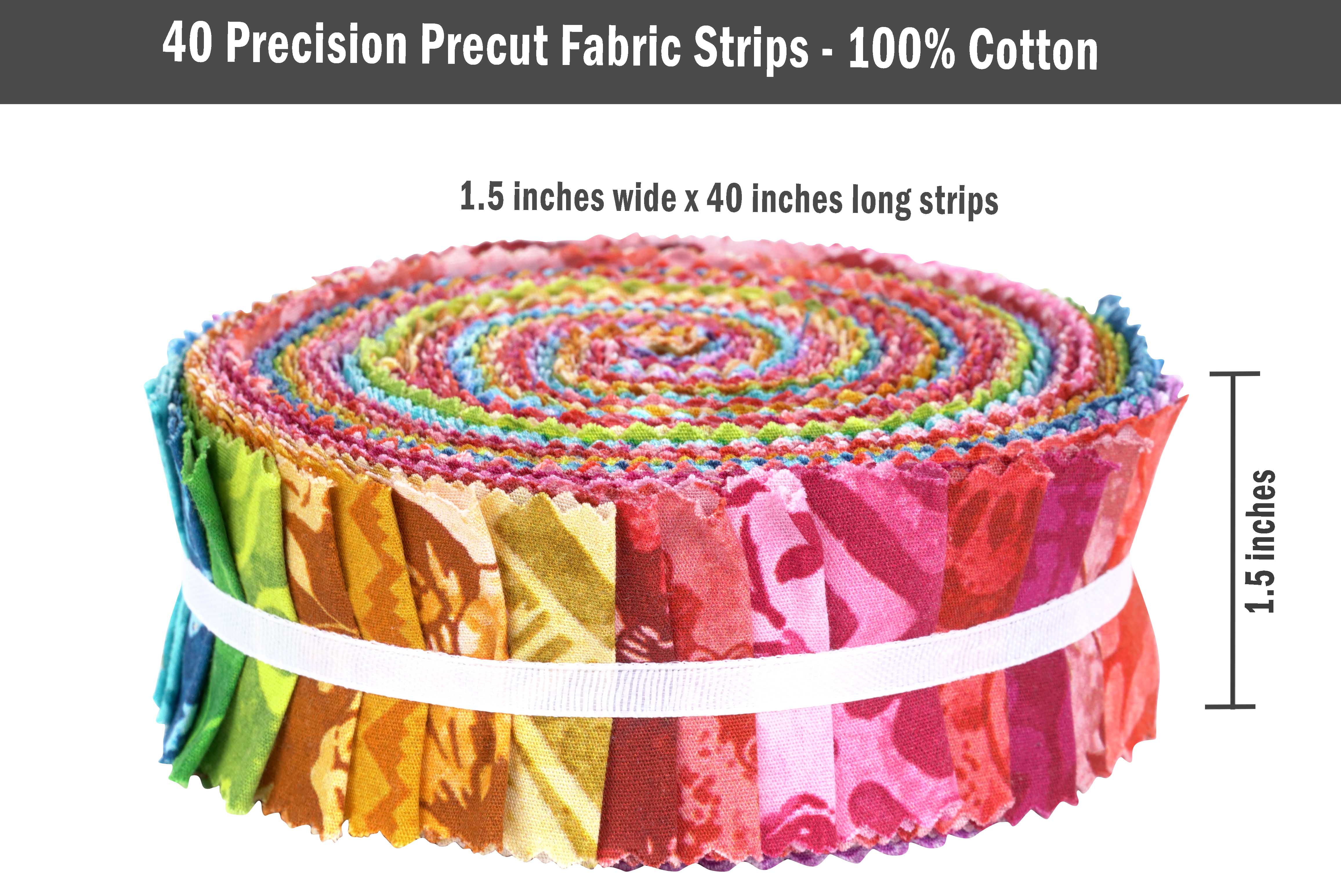 Soimoi 40Pcs Batik Print Cotton Precut Fabrics For Quilting Craft Strips 2.5 x 42 Inches Jelly Roll Red-RX