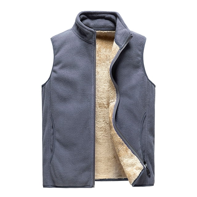 Styesk Jackets for Men Men's Fallow Full-Zip Stand Collar Sleeveless Jacket Have Pockets Solid Color Gilet