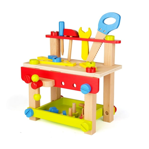 SainSmart Jr. Wooden Tool Workbench Toddler Bench Set, Pretend