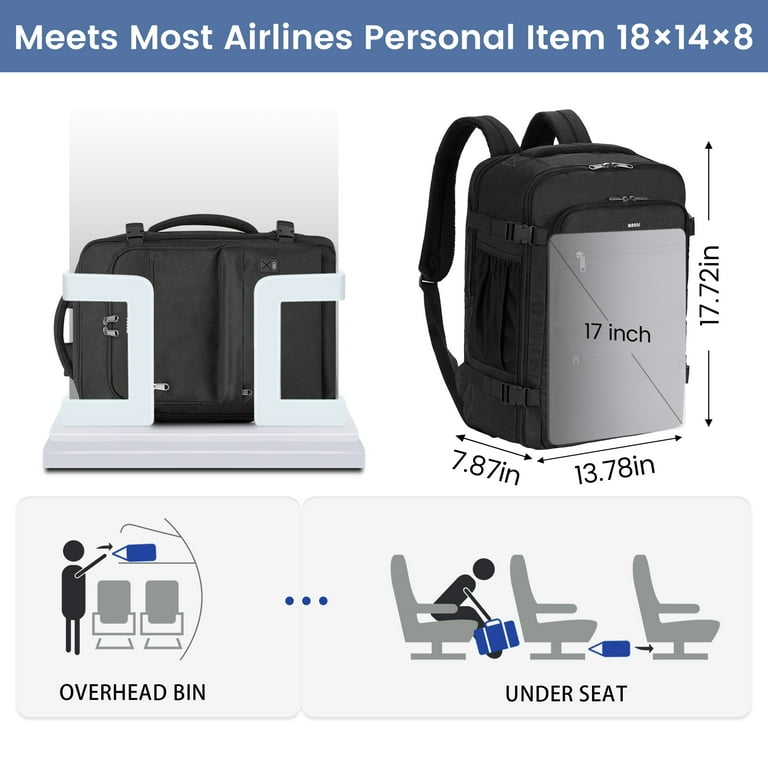 backpack tail bag fit laptop SportsNew Business Travel Backpack Fits 17 Inch Laptop for Personal Item Bag 18x14x8 Clamshell Opening Carry on Laptop Backpack for Men with Wet