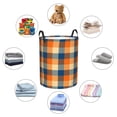 thumbnail image 4 of Balery Warm Orange Plaid Cesta de ropa redonda con asas, impermeable, independiente, para ropa, juguetes, dormitorio y familia-Small, 4 of 6