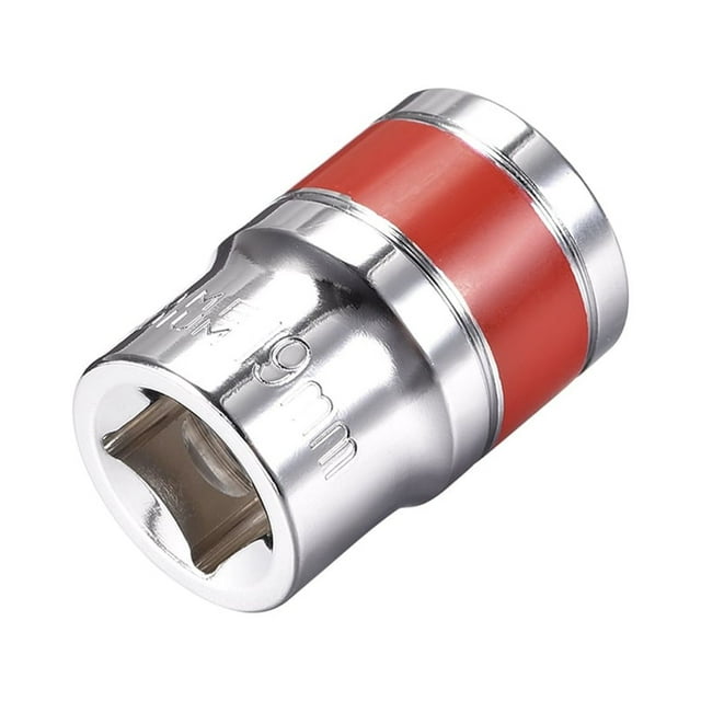 Unique Bargains 1/2-Inch Drive by 19mm Shallow Socket w Red Band, Cr-V, 6-Point, Metric