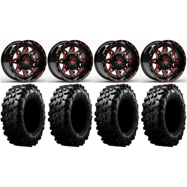 Fuel Lethal Red 14" Wheels 32" Carnivore Tires Polaris RZR XP 1000