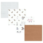 Luvable Friends Hudson Baby Flannel Receiving Blankets 4pk, Farm Pals