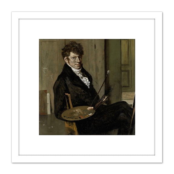 Van Troostwijk Self Portrait 8X8 Inch Square Wooden Framed Wall Art Print Picture with Mount