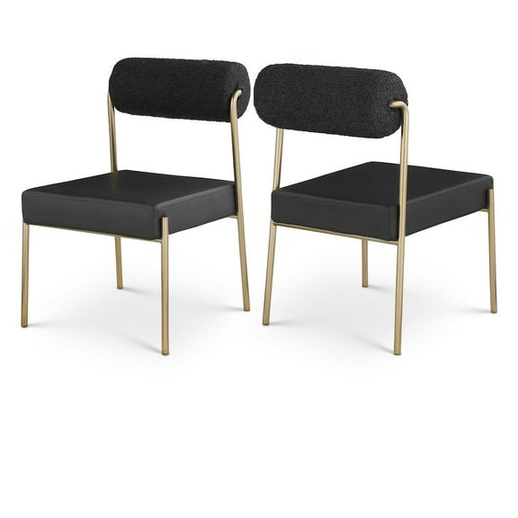 Meridian Furniture Carly Black Faux Leather / Boucle Dining Chair (Set of 2)