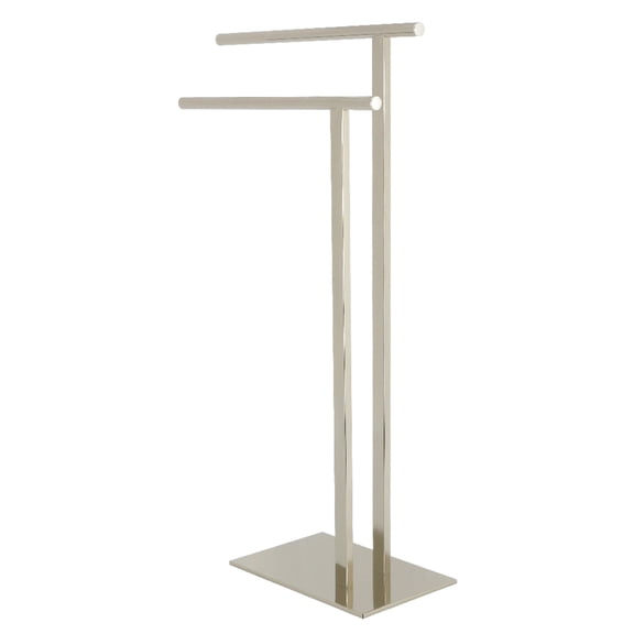 Kingston Brass SCC6036 Edenscape 32-7/16 Inch Freestanding Pedestal 2-Tier L-Shape Towel Rack in Polished Nickel