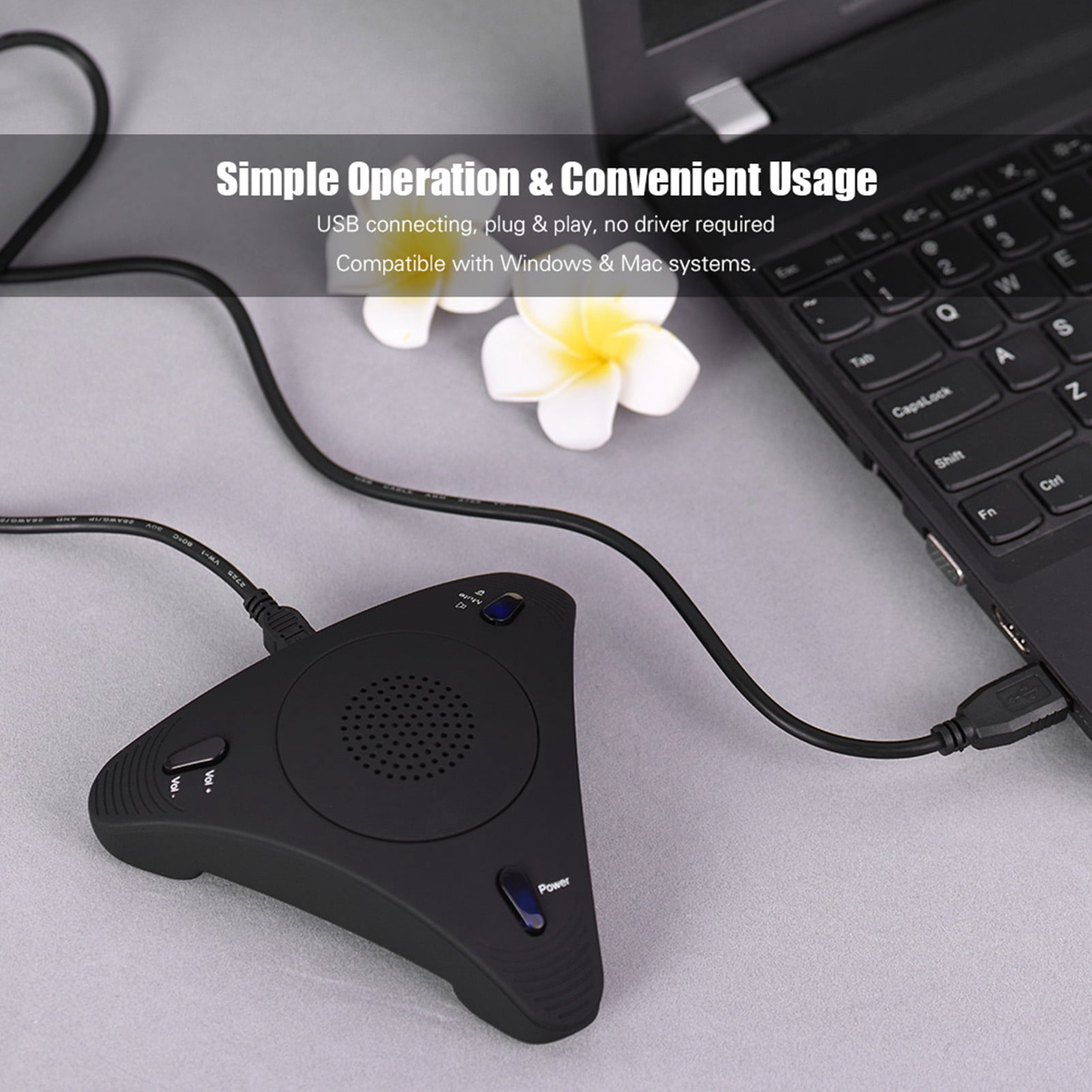 USB Desktop Computer Conference Omnidirectional Condenser Microphone Mic Speaker Speakerphone  Audio Pickup Plug & Play for Business Video Meeting