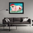 thumbnail image 3 of Laurie Korsgaden 24x19 Black Modern Wood Framed Wall Art Titled - Christmas Pig And Friend, 3 of 6