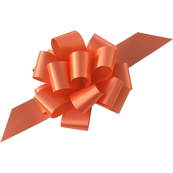 Orange Decorative Gift Pull Bows - 5" Wide, Set of 10, Fall, Thanksgiving, Christmas, Gift Basket, Halloween, Easter