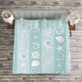 thumbnail image 3 of Ambesonne Nautical Quilted Bedspread Set 3 Pcs, Sea Animals and Shells, King Size, Pale Blue Pale Blue, 3 of 3