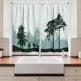 thumbnail image 2 of Ambesonne Deer Hunting Kitchen Curtains, Forest Silhouette Art, 55"x39", Pale Teal Dark Green, 2 of 3