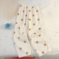 thumbnail image 6 of Bibifish Womens Pants Off-White Black Polka Dot Print Fuzzy Fabric Elastic Waisit Loose Leg Fit Casual Cold Weather Home Wear Warm Cute Pants For Ladies, 6 of 6