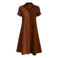 thumbnail image 5 of Odbmxy Summer Midi Dress for Women Collared Short Sleeve Sundress Loose Dress Women Tunic Plaid Sheath Fancy Everyday, 5 of 6