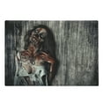 thumbnail image 1 of Zombie Cutting Board, Angry Dead Woman Sacrifice Fantasy Design Mystic Night Halloween Image, Decorative Tempered Glass Cutting and Serving Board, Large Size, Dark Taupe Peach Red, by Ambesonne, 1 of 1
