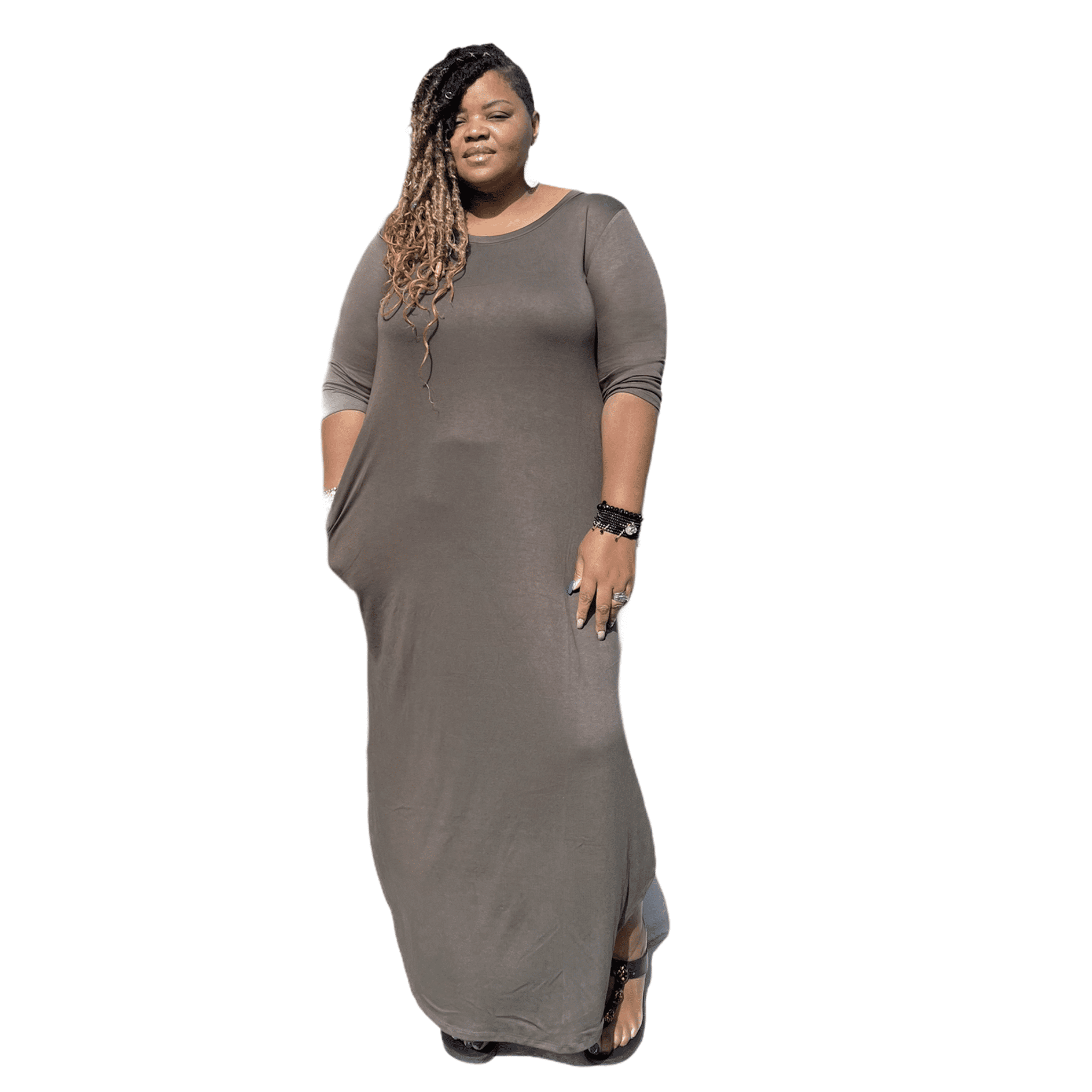 The Kaya Olive Jersey Knit Maxi Dress 