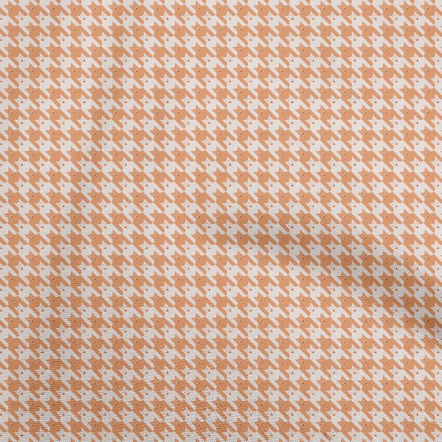 oneOone Cotton Silk Orange Fabric Houndstooth Craft Projects Decor Fabric Printed By The Yard 42 Inch Wide