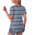 thumbnail image 3 of MIUOWANP Women's Puff Long Sleeve Shirts Women's Spring/Summer Striped Round Neck Sleeve Short Sleeve Top T-shirt Navy L, 3 of 4