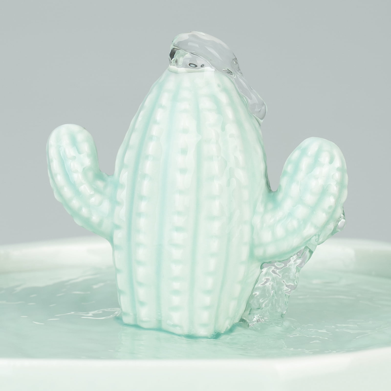 Happy & Polly Cactus Style Ceramic Cat Water Fountain, 1.5-Liter