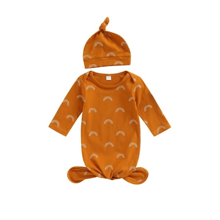 

Arvbitana Baby Sleeping Bag Hat Long Sleeve Soft Swaddle Wrap Sleepwear Long Stretchy Nightgown