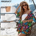thumbnail image 6 of FKELYI Women's 2 Piece Set Short Sleeve Shirt & Shorts with Elastic Waist Summer Beachwear Colorful Dog Paw Print Soft Vacation Outfits Open Front Top Lounge Set, XL, 6 of 7