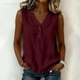 thumbnail image 4 of Womens Tank Tops Cotton Linen Button V Neck Summer Camisole Top for Women Sleeveless Wide Strap Shirts, 4 of 7