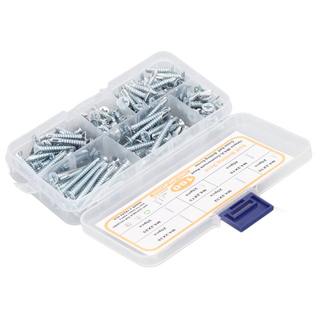 Vis Auto-Perçantes en Acier Inoxydable, Vis Auto-Perçantes 160 Pcs Haute Précision Découpe Moins Cassable avec Boîte de Rangement pour Armoire
