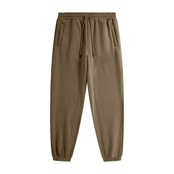 Pantalones largos para hombre, color liso, informales, con cordón en el tobillo, pantalones largos para hombre