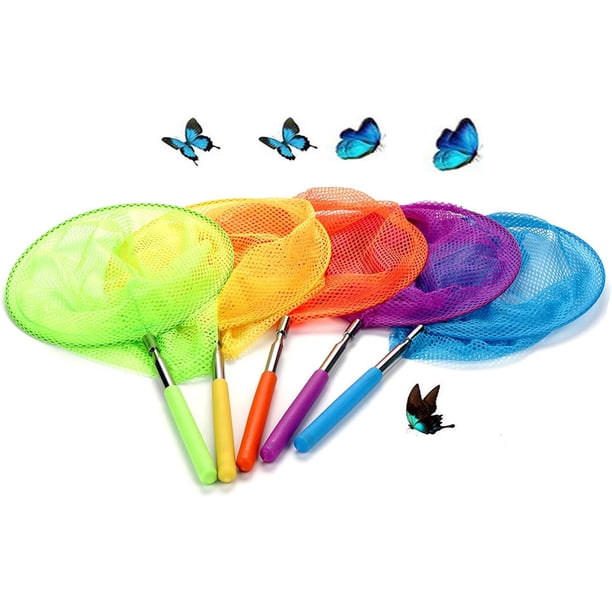 La red retráctil para pescar mariposas es muy adecuada para capturar insectos, peces y redes para mariquitas. Las herramientas para exteriores son de color retráctil y el color es aleatorio (5 piezas)