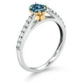 thumbnail image 3 of Gem Stone King 925 Sterling Silver and 10K Yellow Gold Persian Blue Moissanite and White Lab Grown Diamond Engagement Ring for Women (0.63 Cttw, Oval 6X4MM, Gemstone Birthstone, Size 8), 3 of 4